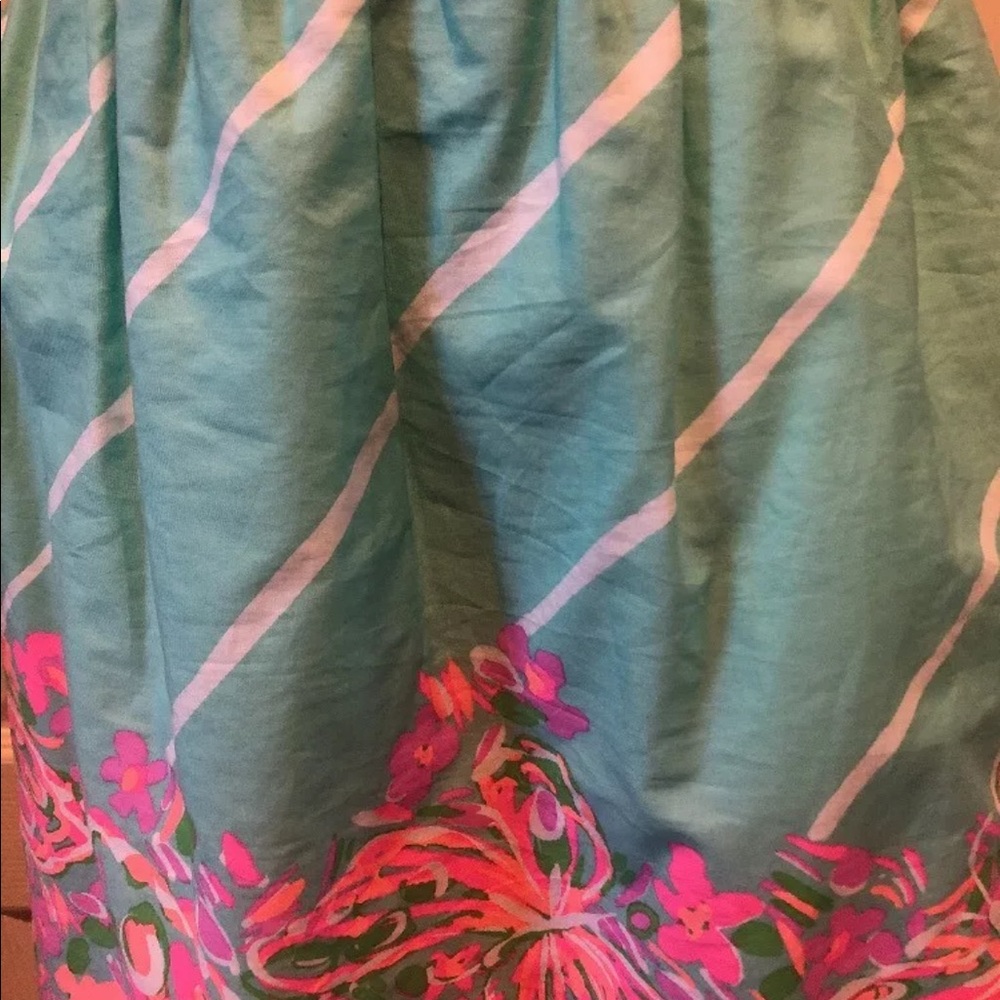 LILLY PULITZER Sun Dress Peach Turquoise XS EUC $150 - Picture 3 of 9